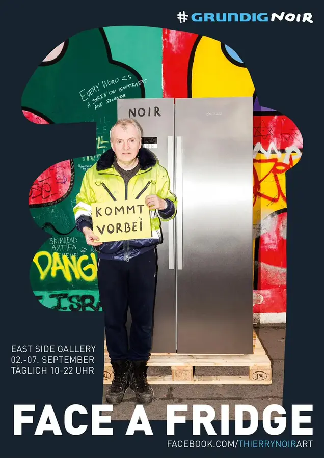Grundig Noir , Face a Fridge, East Side Gallery, photographed by Christoph Neumann